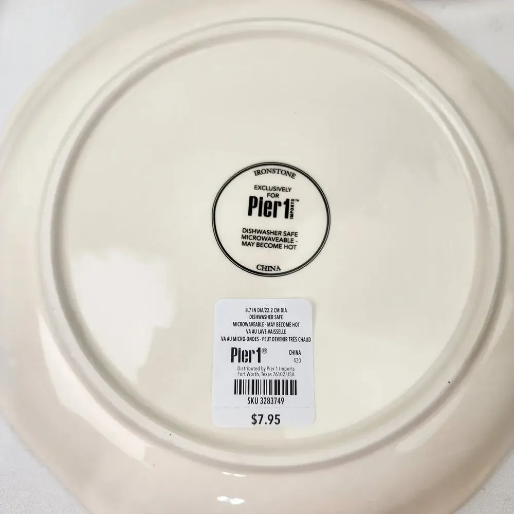 Pier 1 Imports Ironstone Set of 4 Easter Parade Bunny Ear Dogs Plate 8.7